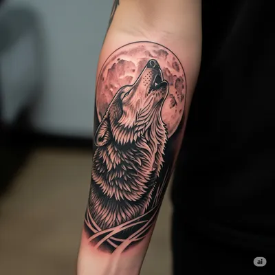 Lobo realista en brazo